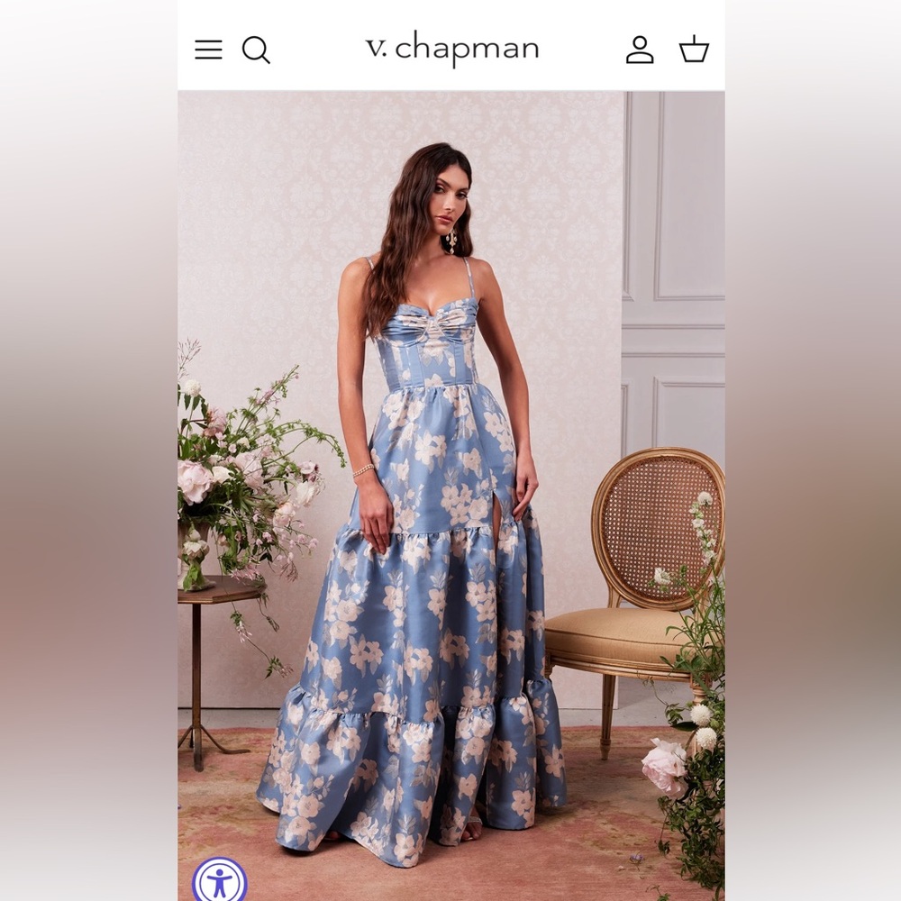 V. Chapman Lucetta Dress in Dusk Blue Baroque Floral